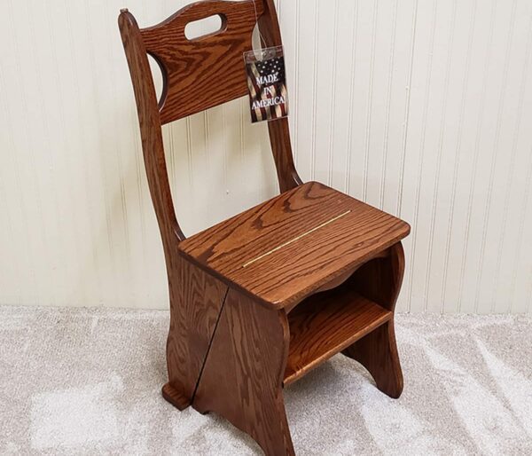 Folding Oak Step Chair