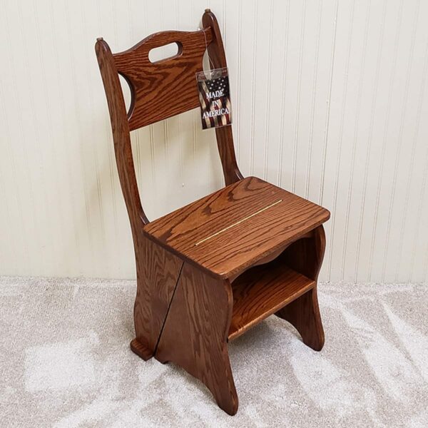 Folding Oak Step Chair