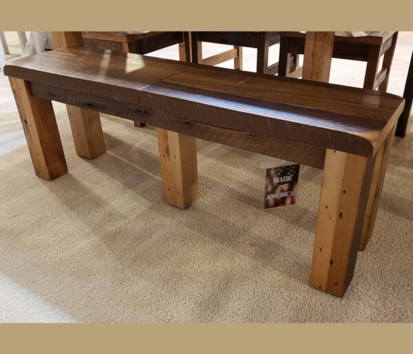 reclaimed heavy leg bench 15873 w out leaves