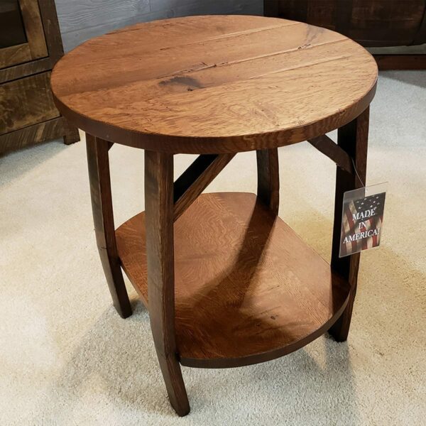 Whiskey Barrel and Oak End Table